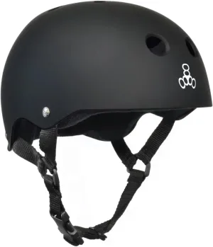 Triple Eight Sweat Saver Liner Skateboarding Helmet with Hook-and-Loop Tape and Easily Removable for Cleaning Best Bike Helmets for Adults - Small - Black Matte w/White