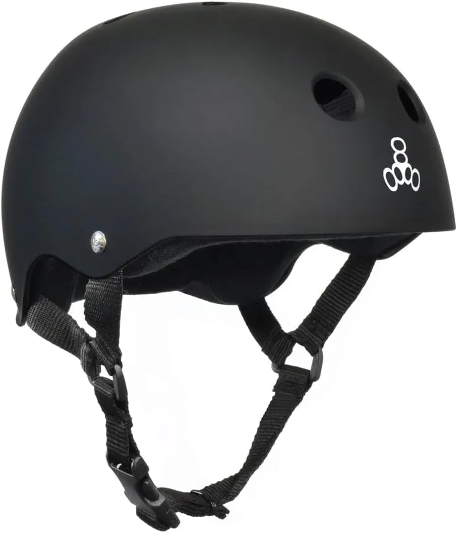 Triple Eight Sweat Saver Liner Skateboarding Helmet with Hook-and-Loop Tape and Easily Removable for Cleaning Best Bike Helmets for Adults - Small - Black Matte w/White