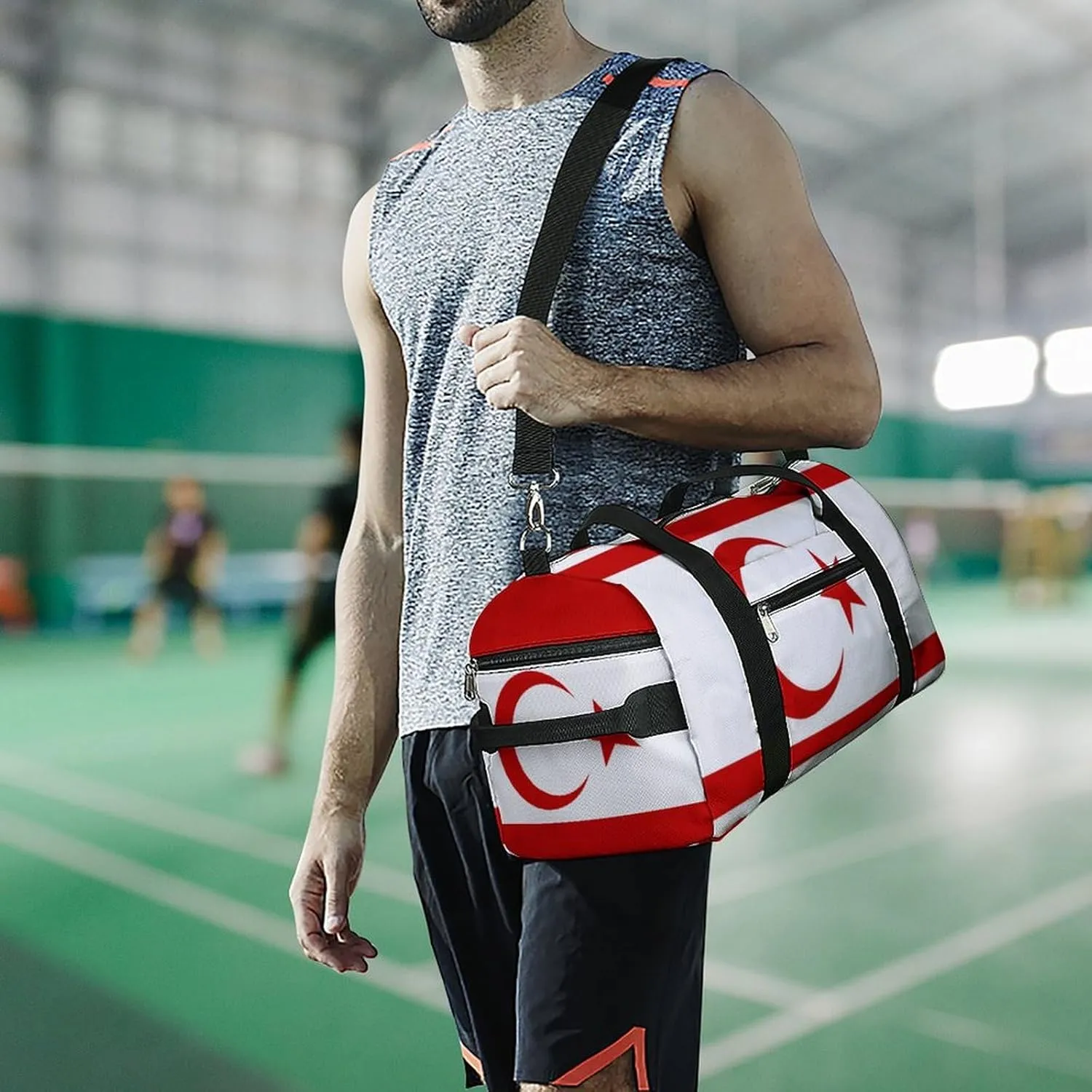 Turkish Republic Northern Cyprus Flag Duffel Bag for Men Women Waterproof with Shoe Compartment