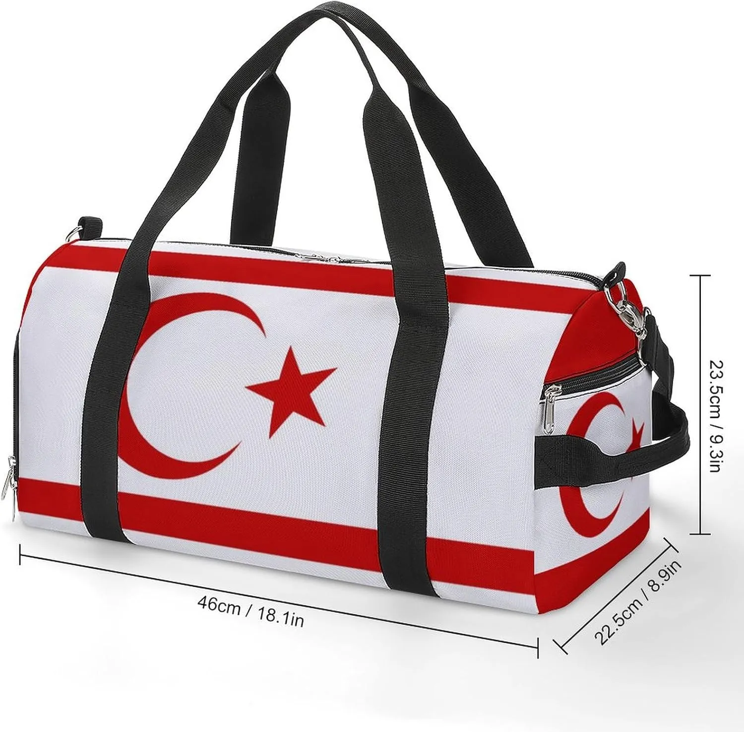 Turkish Republic Northern Cyprus Flag Duffel Bag for Men Women Waterproof with Shoe Compartment