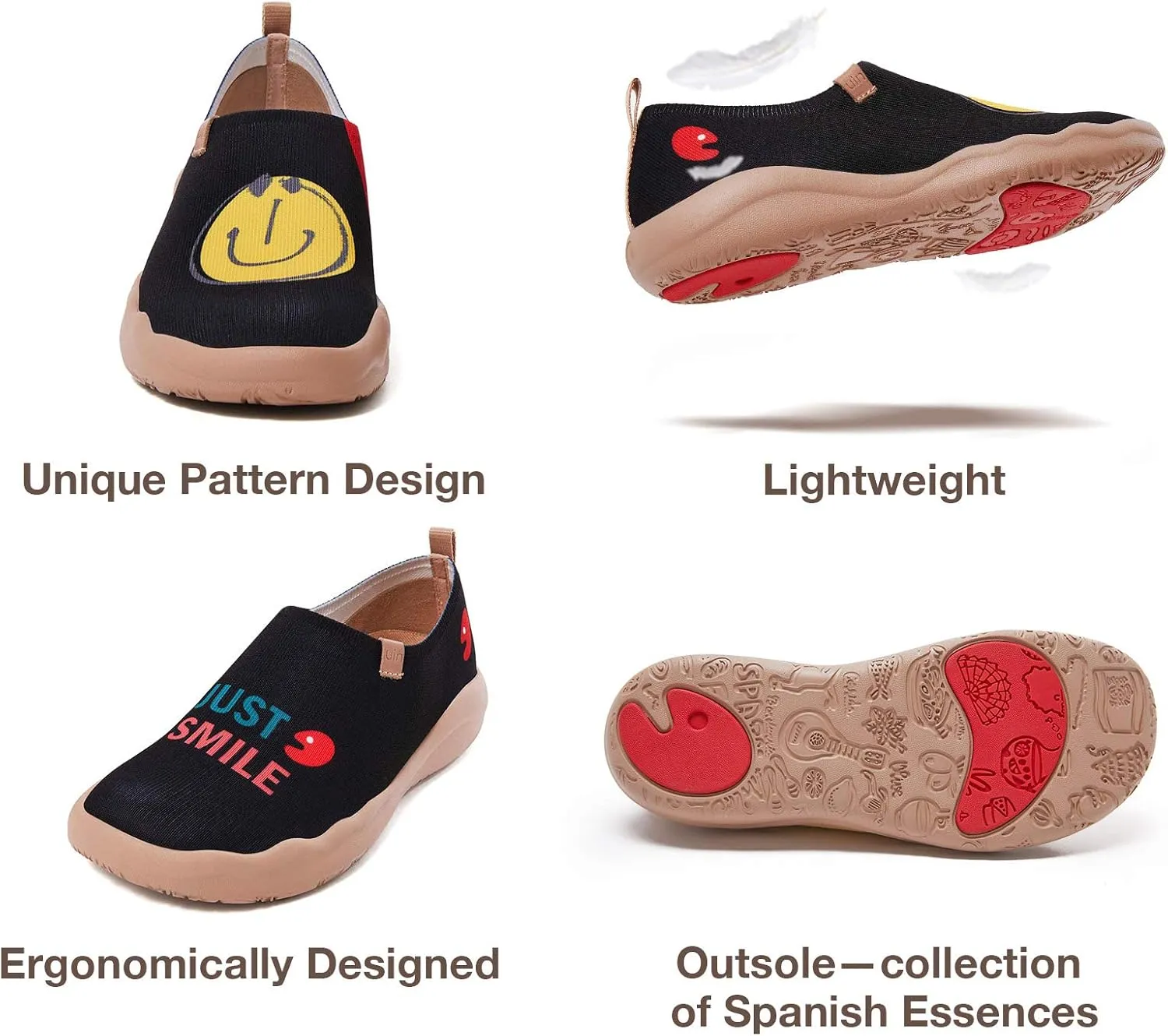 UIN Women's Slip On Sneakers Casual Loafers Knitted Art Painted Comfort Soft Walking Shoes