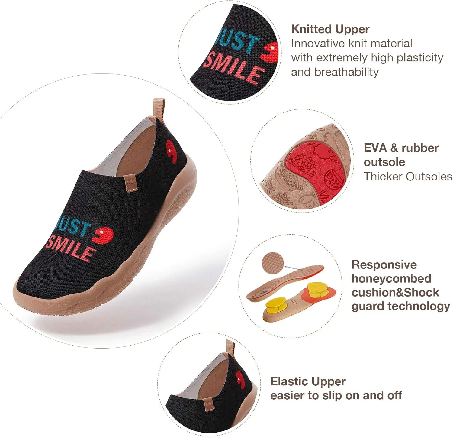 UIN Women's Slip On Sneakers Casual Loafers Knitted Art Painted Comfort Soft Walking Shoes