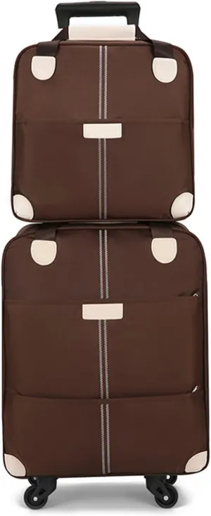 Upright Carry On Luggage Set with Duffel Bag, 17 Inch Lightweight Suitcase with Spinner Wheels for Business and Travel Brown