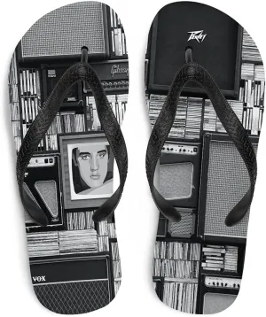 Vintage Vinyl Records Flip Flops - Amplifiers Records Music Unisex Mens Womens Flip Flops for Beach Pool Shower