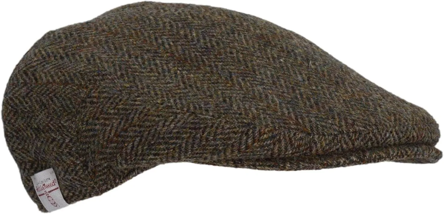 Walker and Hawkes Oakmoor Harris Tweed Flat Cap for Men - Classic Men’s Hat Made from Virgin Wool, Light and Water-Resistant