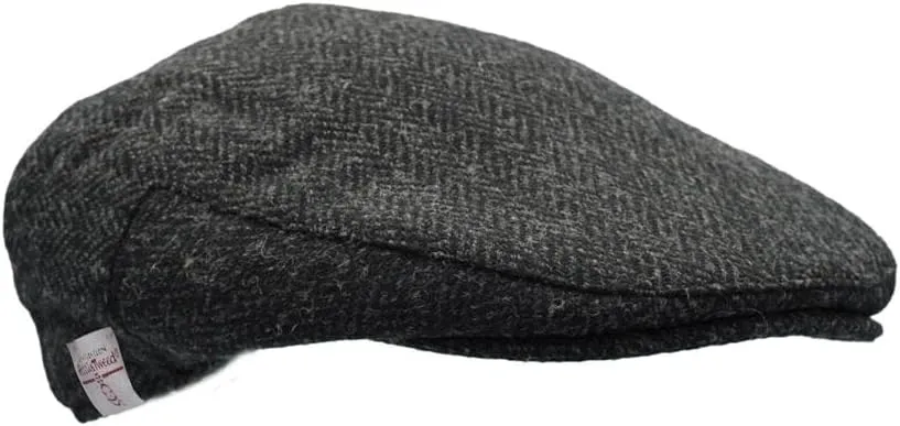 Walker and Hawkes Oakmoor Harris Tweed Flat Cap for Men - Classic Men’s Hat Made from Virgin Wool, Light and Water-Resistant