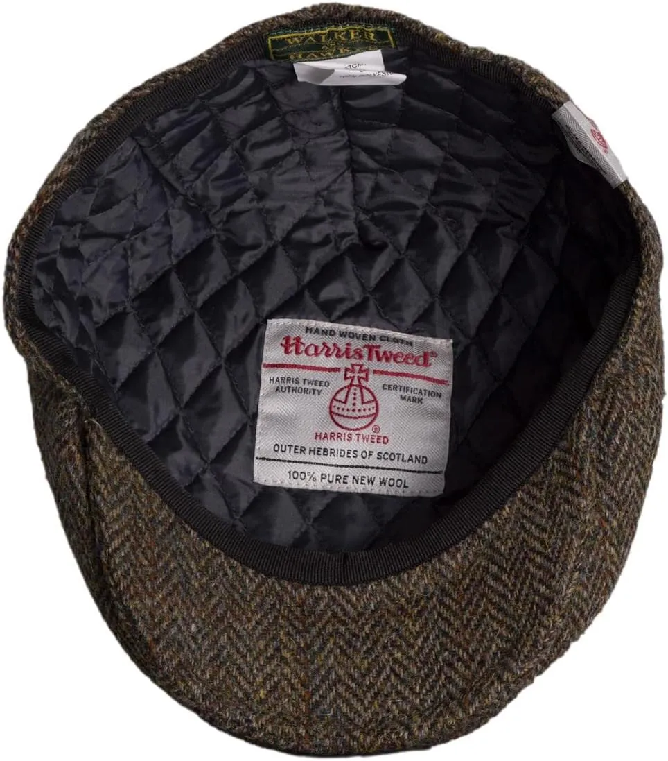 Walker and Hawkes Oakmoor Harris Tweed Flat Cap for Men - Classic Men’s Hat Made from Virgin Wool, Light and Water-Resistant