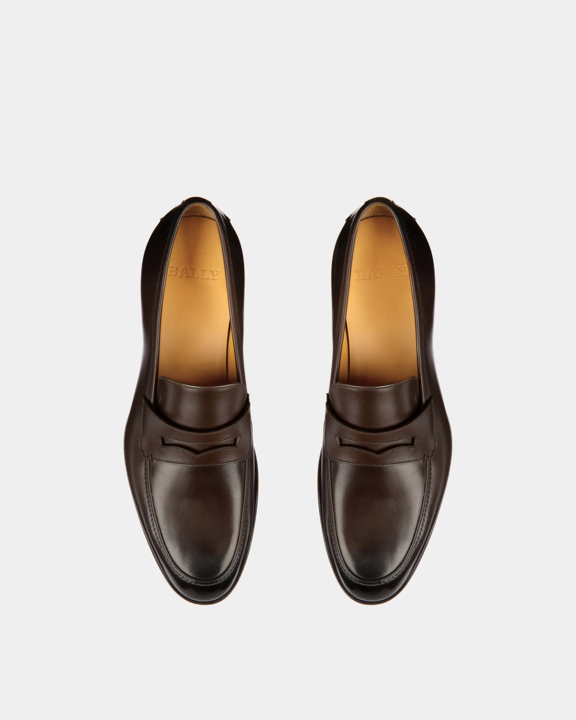 Webb Men's Calf Leather Loafer In Dark Brown