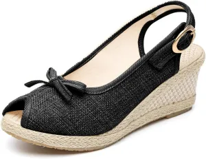 Wedge Sandals for Women Comfortable Dressy Summer Backless Buckle Platform Heels Sandals Cute Fashion Comfy Shoes Open Toe Beach Vocation Espadrilles Outdoors