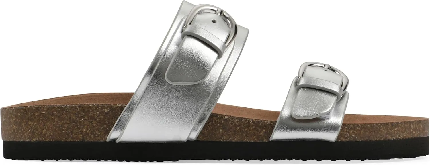 WHITE MOUNTAIN Women's Hardball Double-Buckle Signature Comfort-Molded Footbed Sandal