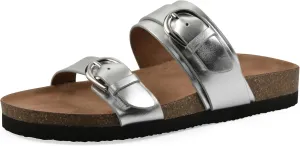 WHITE MOUNTAIN Women's Hardball Double-Buckle Signature Comfort-Molded Footbed Sandal