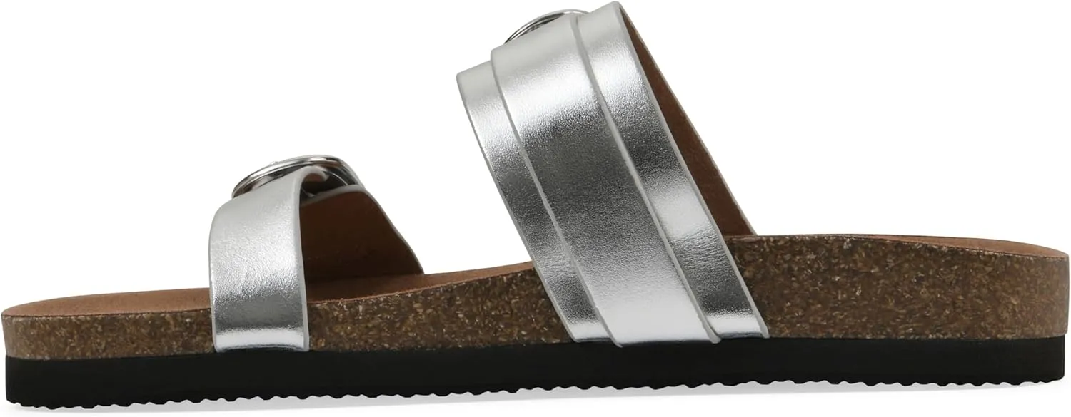WHITE MOUNTAIN Women's Hardball Double-Buckle Signature Comfort-Molded Footbed Sandal