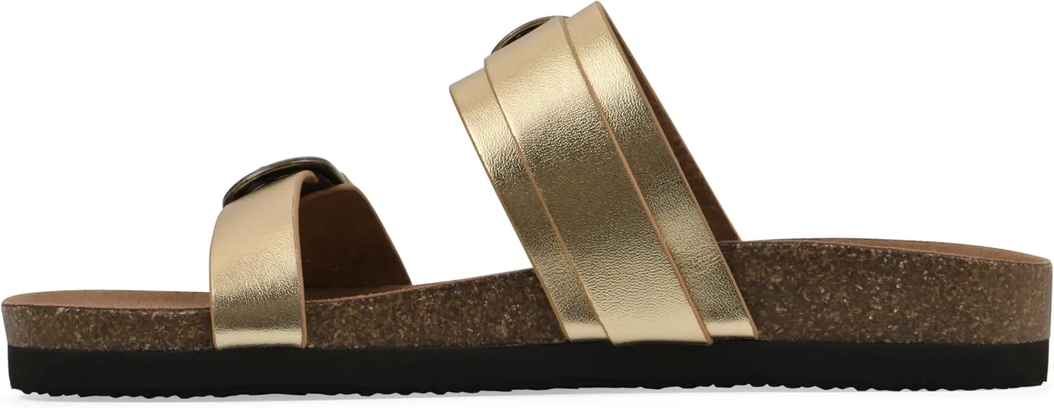 WHITE MOUNTAIN Women's Hardball Double-Buckle Signature Comfort-Molded Footbed Sandal