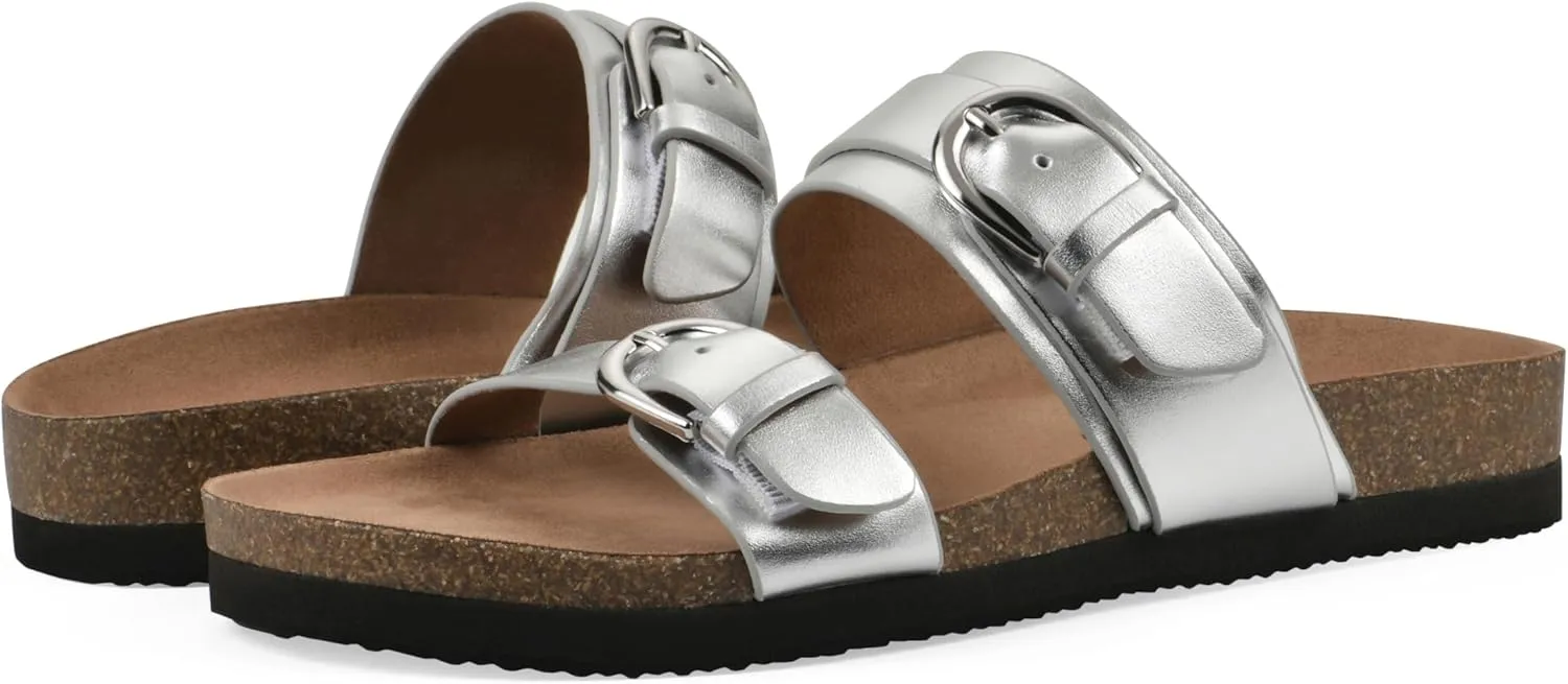 WHITE MOUNTAIN Women's Hardball Double-Buckle Signature Comfort-Molded Footbed Sandal