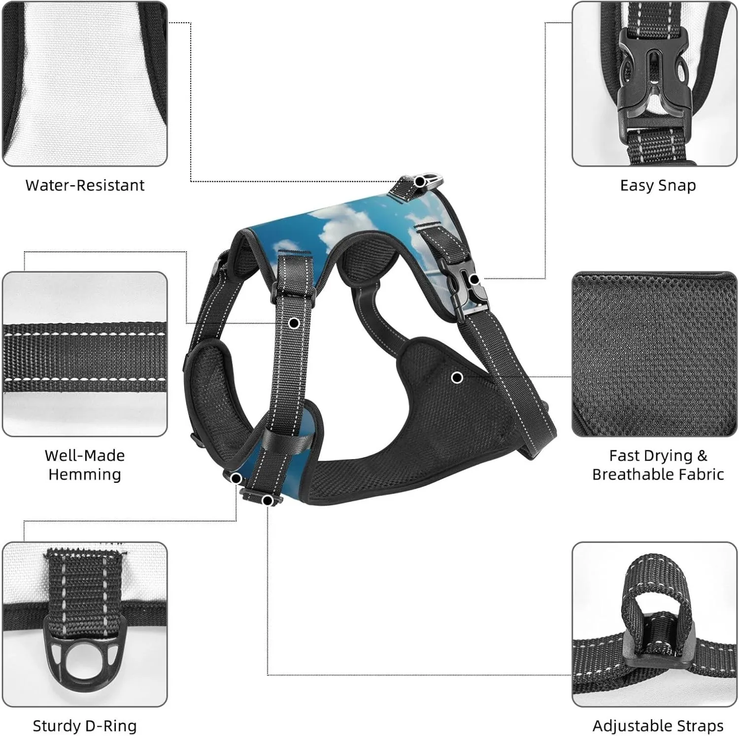 Windmills Medium Printed pet Traction Vest for Pets to wear When Walking The Dog or Climbing Mountains