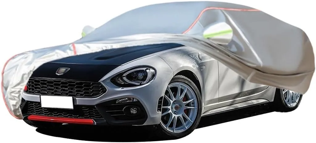 WOLWES Car Cover are Suitable for Abarth 124 Spider All-Weather Windproof, Snowproof, Rainproof, UV-Protected and Breathable All-Season Universal with Side Door Zip Oxford Cloth Car Cover (Color : Wh