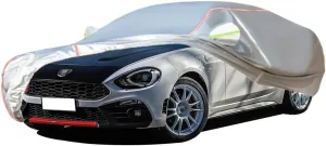 WOLWES Car Cover are Suitable for Abarth 124 Spider All-Weather Windproof, Snowproof, Rainproof, UV-Protected and Breathable All-Season Universal with Side Door Zip Oxford Cloth Car Cover (Color : Wh