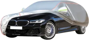 WOLWES Car Cover are Suitable for Alpina D5 Touring All-Weather Windproof, Snowproof, Rainproof, UV-Protected and Breathable All-Season Universal with Side Door Zip Oxford Cloth Car Cover (Color : Wh