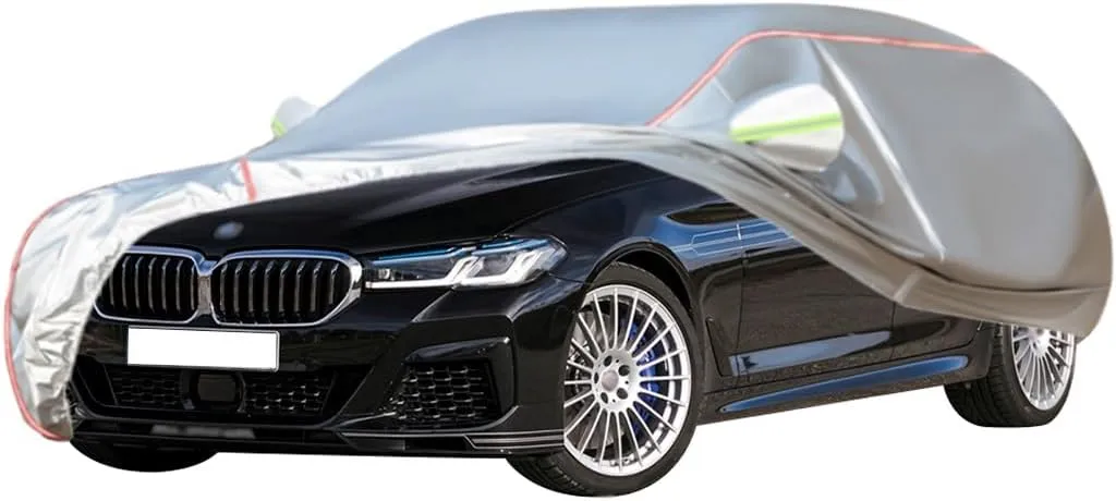 WOLWES Car Cover are Suitable for Alpina D5 Touring All-Weather Windproof, Snowproof, Rainproof, UV-Protected and Breathable All-Season Universal with Side Door Zip Oxford Cloth Car Cover (Color : Wh