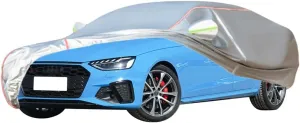 WOLWES Car Cover are Suitable for Audi S4 Limousine TDI All-Weather Windproof, Snowproof, Rainproof, UV-Protected and Breathable All-Season Universal with Side Door Zip Oxford Cloth Car Cover (Color