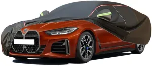 WOLWES Car Cover are Suitable for BMW i4 Gran Coupé All-Weather Windproof, Snowproof, Rainproof, UV-Protected and Breathable All-Season Universal with Side Door Zip Oxford Cloth Car Cover (Color : Bl