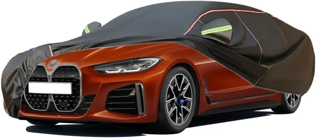WOLWES Car Cover are Suitable for BMW i4 Gran Coupé All-Weather Windproof, Snowproof, Rainproof, UV-Protected and Breathable All-Season Universal with Side Door Zip Oxford Cloth Car Cover (Color : Bl