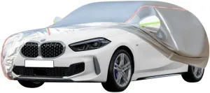 WOLWES Car Cover are Suitable for BMW M135i xDrive All-Weather Windproof, Snowproof, Rainproof, UV-Protected and Breathable All-Season Universal with Side Door Zip Oxford Cloth Car Cover (Color : WHI