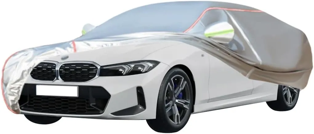WOLWES Car Cover are Suitable for BMW M340i xDrive Limousine All-Weather Windproof, Snowproof, Rainproof, UV-Protected and Breathable All-Season Universal with Side Door Zip Oxford Cloth Car Cover (C