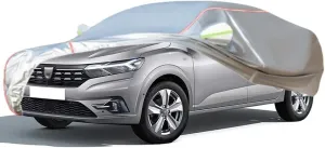WOLWES Car Cover are Suitable for Dacia Logan Saloon All-Weather Windproof, Snowproof, Rainproof, UV-Protected and Breathable All-Season Universal with Side Door Zip Oxford Cloth Car Cover (Color : W