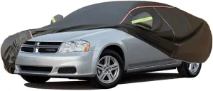 WOLWES Car Cover are Suitable for Dodge Avenger All-Weather Windproof, Snowproof, Rainproof, UV-Protected and Breathable All-Season Universal with Side Door Zip Oxford Cloth Car Cover (Color : Black