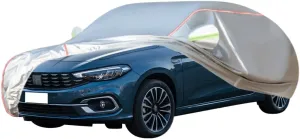 WOLWES Car Cover are Suitable for Fiat Tipo Hatchback All-Weather Windproof, Snowproof, Rainproof, UV-Protected and Breathable All-Season Universal with Side Door Zip Oxford Cloth Car Cover (Color :