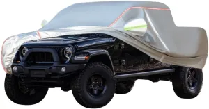 WOLWES Car Cover are Suitable for Jeep Gladiator All-Weather Windproof, Snowproof, Rainproof, UV-Protected and Breathable All-Season Universal with Side Door Zip Oxford Cloth Car Cover (Color : White