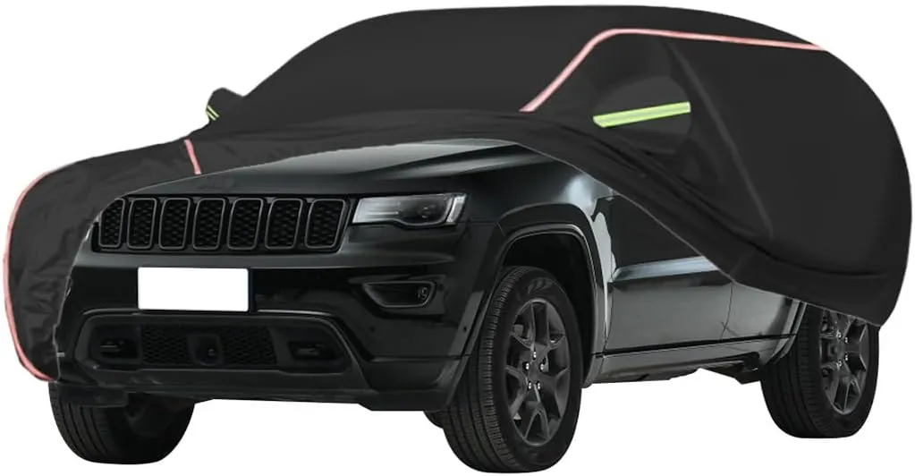 WOLWES Car Cover are Suitable for Jeep Grand Cherokee All-Weather Windproof, Snowproof, Rainproof, UV-Protected and Breathable All-Season Universal with Side Door Zip Oxford Cloth Car Cover (Color :