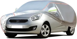 WOLWES Car Cover are Suitable for Kia Venga All-Weather Windproof, Snowproof, Rainproof, UV-Protected and Breathable All-Season Universal with Side Door Zip Oxford Cloth Car Cover (Color : White)