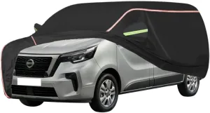 WOLWES Car Cover are Suitable for Nissan NV300 DCI/Acenta/Tekna All-Weather Windproof, Snowproof, Rainproof, UV-Protected and Breathable All-Season Universal with Side Door Zip Oxford Cloth Car Cover