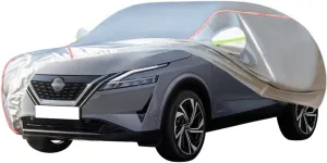 WOLWES Car Cover are Suitable for Nissan Qashqai All-Weather Windproof, Snowproof, Rainproof, UV-Protected and Breathable All-Season Universal with Side Door Zip Oxford Cloth Car Cover (Color : White
