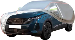 WOLWES Car Cover are Suitable for Peugeot 3008 2008-2023 All-Weather Windproof, Snowproof, Rainproof, UV-Protected and Breathable All-Season Universal with Side Door Zip Oxford Cloth Car Cover (Color
