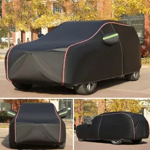 WOLWES Car Cover are Suitable for Renault Zoe All-Weather Windproof, Snowproof, Rainproof, UV-Protected and Breathable All-Season Universal with Side Door Zip Oxford Cloth Car Cover (Color : Black)