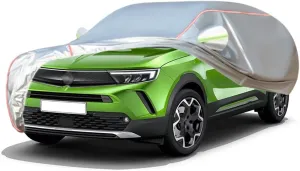 WOLWES Car Cover Are Suitable For Vauxhall/Opel Mokka Electric All-weather Windproof, Snowproof, Rainproof, UV-protected And Breathable All-season Universal With Side Door Zip Oxford Cloth Car Cover (