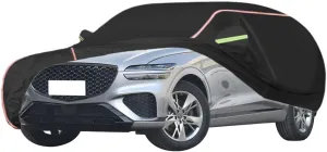 WOLWES Car Covers are Suitable for Genesis GV70 2022-2024 All-Weather Windproof, Snowproof, Rainproof, UV-Protected and Breathable All-Season Universal with Side Door Zip Oxford Cloth Car Covers (Col