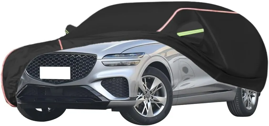 WOLWES Car Covers are Suitable for Genesis GV70 2022-2024 All-Weather Windproof, Snowproof, Rainproof, UV-Protected and Breathable All-Season Universal with Side Door Zip Oxford Cloth Car Covers (Col