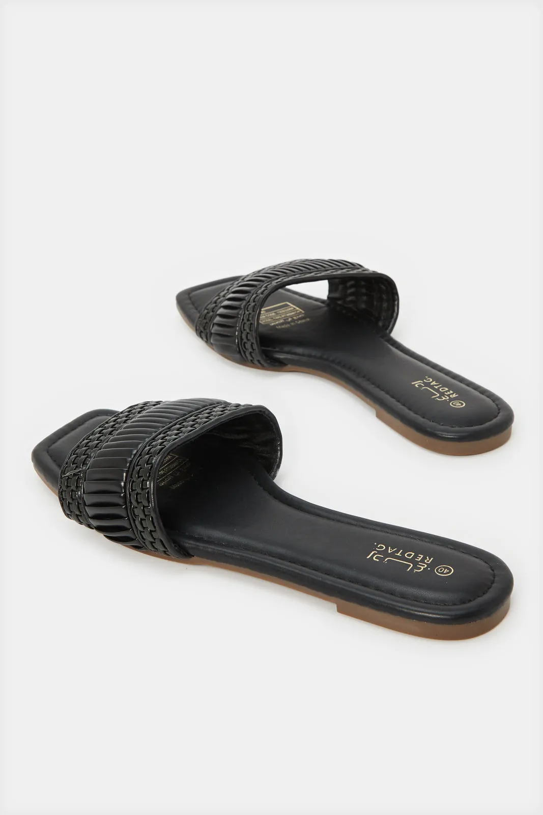 Women Black Textured Mule