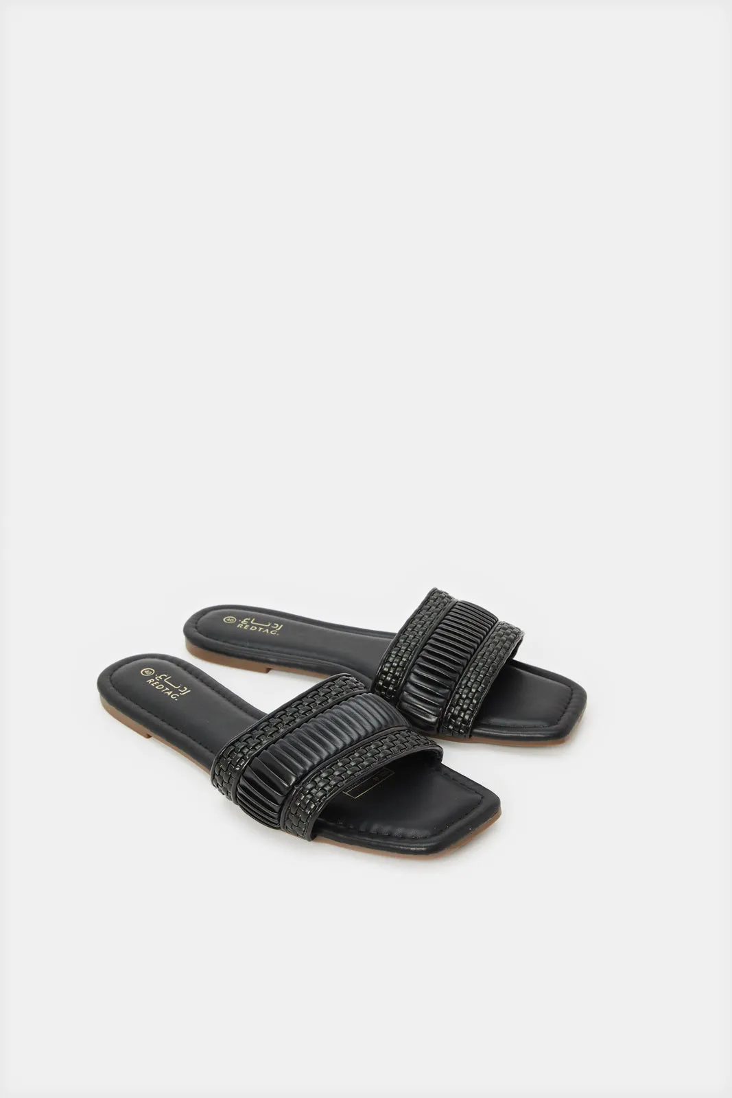 Women Black Textured Mule