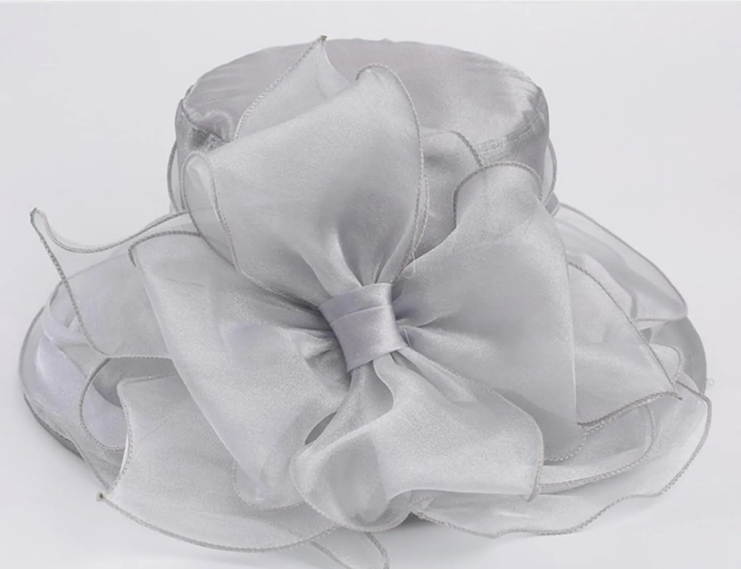 Women Derby Fascinator Hat Organza Church Wedding Tea Party Hats Wide Brim Sun Hat
