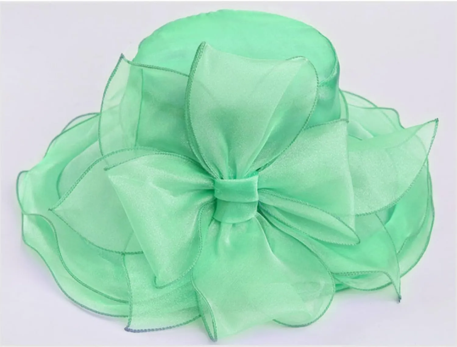 Women Derby Fascinator Hat Organza Church Wedding Tea Party Hats Wide Brim Sun Hat