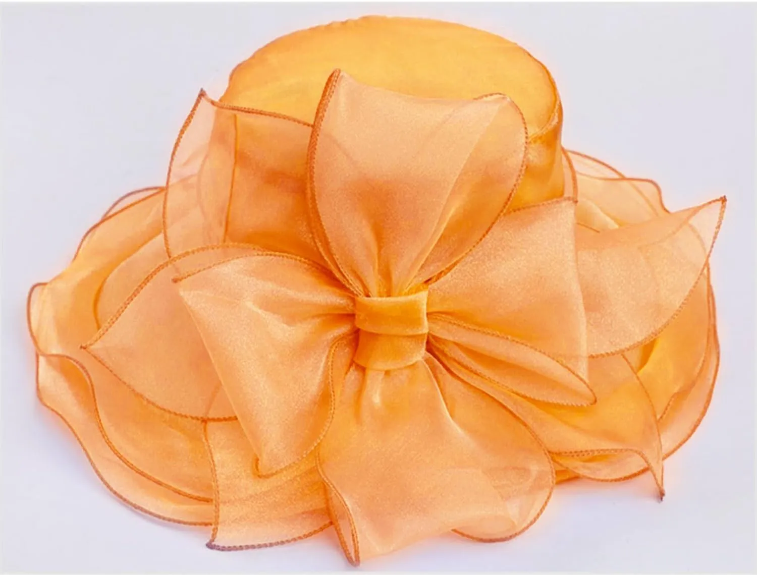 Women Derby Fascinator Hat Organza Church Wedding Tea Party Hats Wide Brim Sun Hat