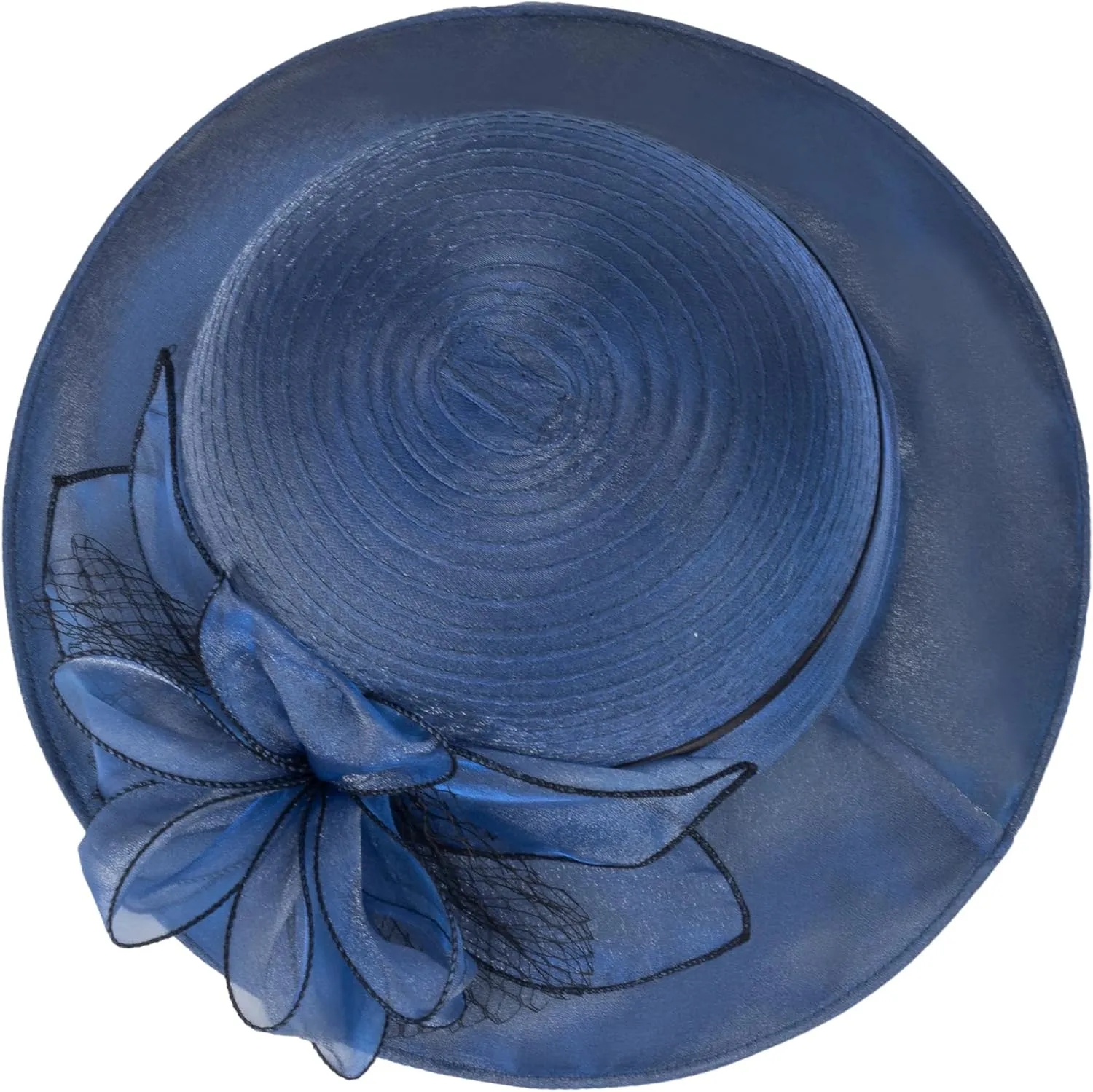 Women Kentucky Organza Derby Hat - Bridal Wedding Church Tea Party Wide Brim Summer Sun Cap