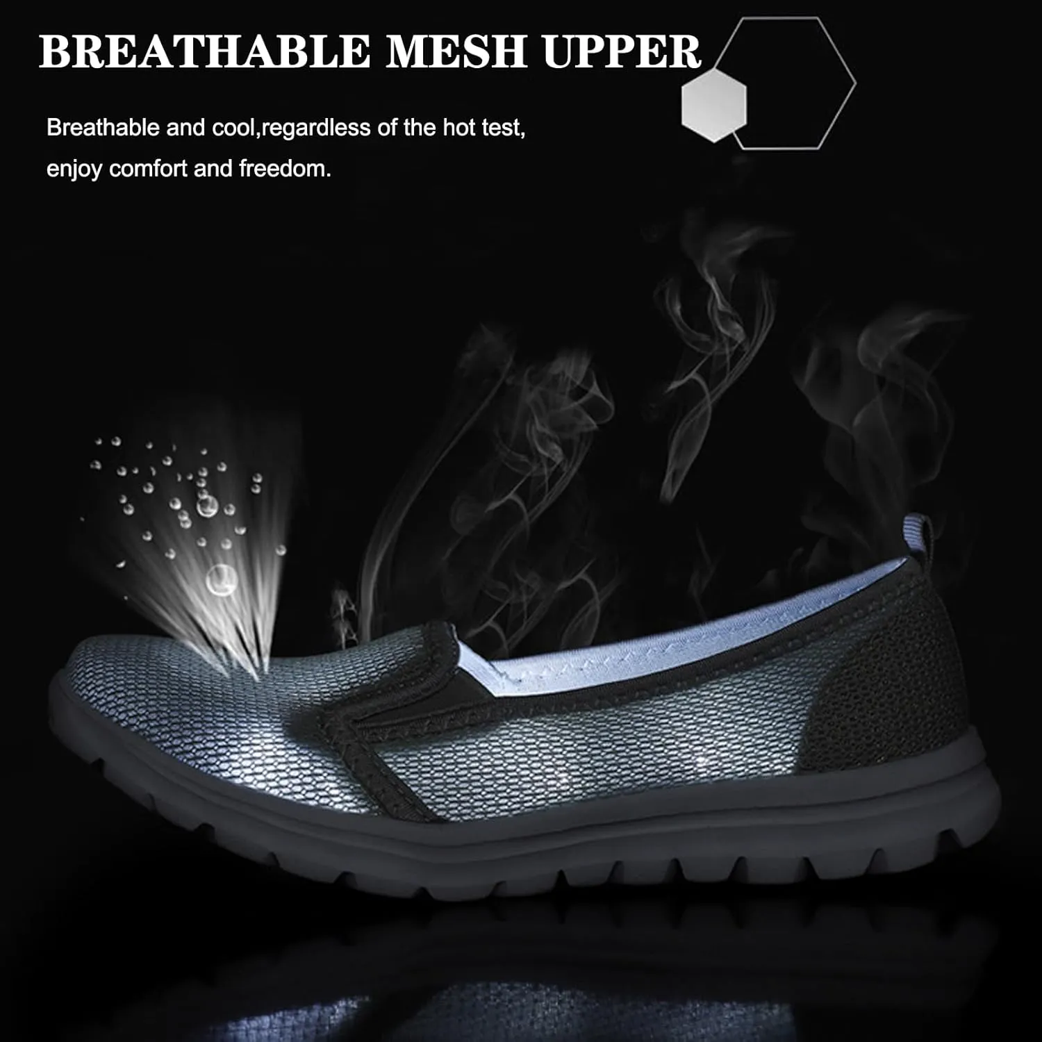 Women's Breathable Mesh Backless Walking Shoes,Casual Slip On Comfortable Soft Sole Sneakers Low Top Lightweight Loafers