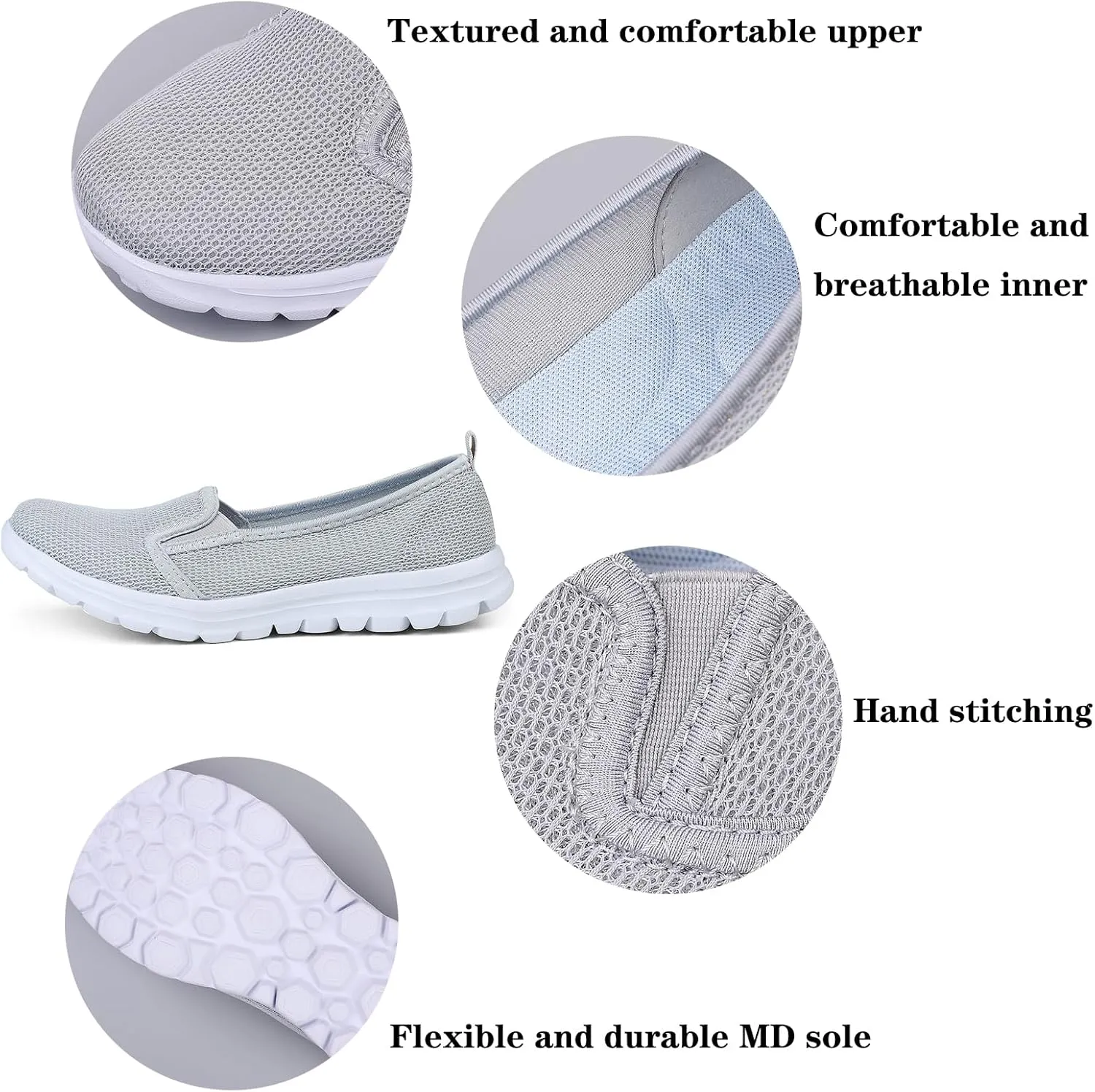 Women's Breathable Mesh Backless Walking Shoes,Casual Slip On Comfortable Soft Sole Sneakers Low Top Lightweight Loafers