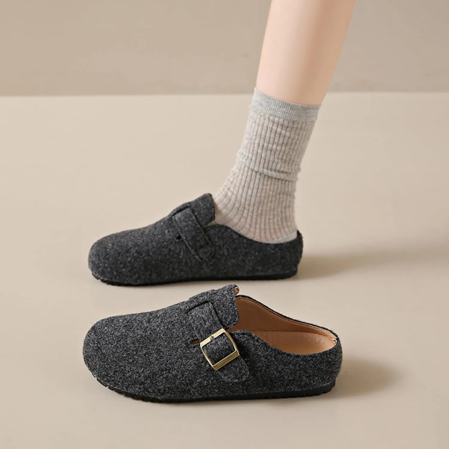 Womens Clogs - Full Grain Genuine Leather Memory Foam Slippers for Women Arch Support Womens Slippers - Non Slip Clogs for Women Cork Footbed - Women's Mules